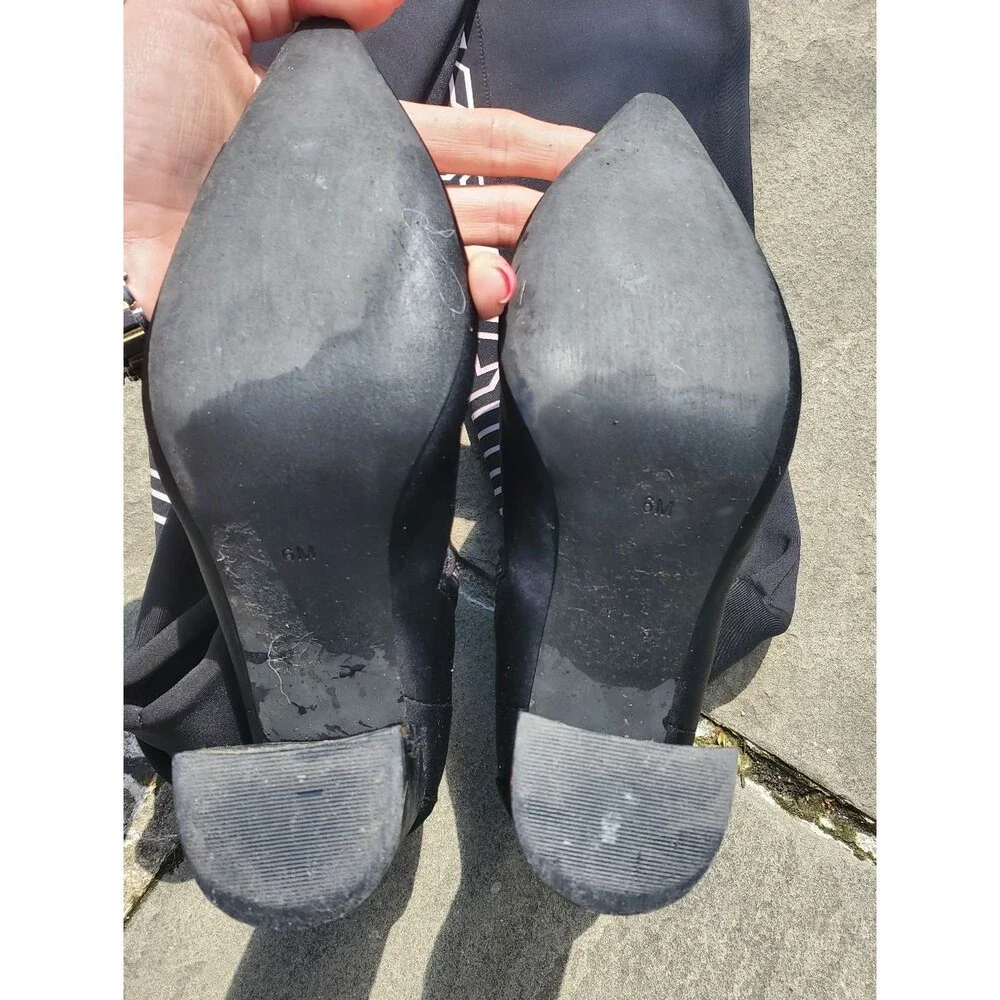 LF Black Over The Knee LF Logo Graphic Boots Heel Size 6M